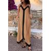 imagePRETTYGARDEN Womens 2025 Summer Maxi Dress Sleeveless V Neck Spaghetti Strap Flowy Elegant Holiday Party DressesKhaki