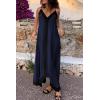 imagePRETTYGARDEN Womens 2025 Summer Maxi Dress Sleeveless V Neck Spaghetti Strap Flowy Elegant Holiday Party DressesNavy