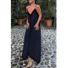 imagePRETTYGARDEN Womens 2025 Summer Maxi Dress Sleeveless V Neck Spaghetti Strap Flowy Elegant Holiday Party DressesNavy