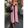 imagePRETTYGARDEN Womens 2025 Summer Maxi Dress Sleeveless V Neck Spaghetti Strap Flowy Elegant Holiday Party DressesPink