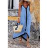imagePRETTYGARDEN Womens 2025 Summer Maxi Dress Sleeveless V Neck Spaghetti Strap Flowy Elegant Holiday Party DressesSky Blue