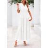 imagePRETTYGARDEN Womens Casual Summer Midi Dress 2025 Spring Short Sleeve V Neck Tiered Flowy Beach Vacation Dress with PocketsWhite