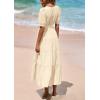 imagePRETTYGARDEN Womens Summer Midi Dress 2025 Casual Short Sleeve V Neck Buttons Belted Ruffle A Line Flowy Dress with PocketsApricot