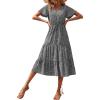 imagePRETTYGARDEN Floral Dress for Women 2025 Summer Casual Short Sleeve Maxi Dresses V Neck Tiered Flowy Boho Beach SundressBlack Floral