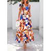 imagePRETTYGARDEN Womens 2025 Summer Boho Maxi Dresses Floral Short Sleeve V Neck A Line Tiered Flowy Long Beach Vacation DressBlue Watercolour