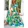 imagePRETTYGARDEN Womens 2025 Summer Boho Maxi Dresses Floral Short Sleeve V Neck A Line Tiered Flowy Long Beach Vacation DressGreen