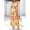 imagePRETTYGARDEN Womens 2025 Summer Boho Maxi Dresses Floral Short Sleeve V Neck A Line Tiered Flowy Long Beach Vacation DressPink Watercolour