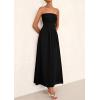 imagePRETTYGARDEN Womens Strapless Wedding Guest Dresses 2025 Summer Trendy Elegant Smocked Tube Top Maxi Long Flowy SundressBlack