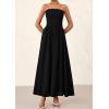 imagePRETTYGARDEN Womens Strapless Wedding Guest Dresses 2025 Summer Trendy Elegant Smocked Tube Top Maxi Long Flowy SundressBlack
