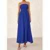 imagePRETTYGARDEN Womens Strapless Wedding Guest Dresses 2025 Summer Trendy Elegant Smocked Tube Top Maxi Long Flowy SundressBlue