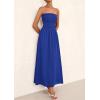 imagePRETTYGARDEN Womens Strapless Wedding Guest Dresses 2025 Summer Trendy Elegant Smocked Tube Top Maxi Long Flowy SundressBlue