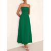 imagePRETTYGARDEN Womens Strapless Wedding Guest Dresses 2025 Summer Trendy Elegant Smocked Tube Top Maxi Long Flowy SundressDark Green