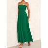 imagePRETTYGARDEN Womens Strapless Wedding Guest Dresses 2025 Summer Trendy Elegant Smocked Tube Top Maxi Long Flowy SundressDark Green