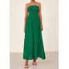 imagePRETTYGARDEN Womens Strapless Wedding Guest Dresses 2025 Summer Trendy Elegant Smocked Tube Top Maxi Long Flowy SundressDark Green