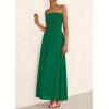 imagePRETTYGARDEN Womens Strapless Wedding Guest Dresses 2025 Summer Trendy Elegant Smocked Tube Top Maxi Long Flowy SundressDark Green