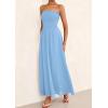 imagePRETTYGARDEN Womens Strapless Wedding Guest Dresses 2025 Summer Trendy Elegant Smocked Tube Top Maxi Long Flowy SundressLight Blue