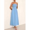 imagePRETTYGARDEN Womens Strapless Wedding Guest Dresses 2025 Summer Trendy Elegant Smocked Tube Top Maxi Long Flowy SundressLight Blue