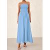 imagePRETTYGARDEN Womens Strapless Wedding Guest Dresses 2025 Summer Trendy Elegant Smocked Tube Top Maxi Long Flowy SundressLight Blue
