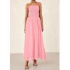 imagePRETTYGARDEN Womens Strapless Wedding Guest Dresses 2025 Summer Trendy Elegant Smocked Tube Top Maxi Long Flowy SundressPink