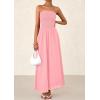 imagePRETTYGARDEN Womens Strapless Wedding Guest Dresses 2025 Summer Trendy Elegant Smocked Tube Top Maxi Long Flowy SundressPink