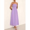 imagePRETTYGARDEN Womens Strapless Wedding Guest Dresses 2025 Summer Trendy Elegant Smocked Tube Top Maxi Long Flowy SundressPurple