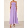 imagePRETTYGARDEN Womens Strapless Wedding Guest Dresses 2025 Summer Trendy Elegant Smocked Tube Top Maxi Long Flowy SundressPurple