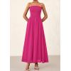 imagePRETTYGARDEN Womens Strapless Wedding Guest Dresses 2025 Summer Trendy Elegant Smocked Tube Top Maxi Long Flowy SundressRose Red
