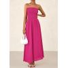 imagePRETTYGARDEN Womens Strapless Wedding Guest Dresses 2025 Summer Trendy Elegant Smocked Tube Top Maxi Long Flowy SundressRose Red