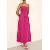 imagePRETTYGARDEN Womens Strapless Wedding Guest Dresses 2025 Summer Trendy Elegant Smocked Tube Top Maxi Long Flowy SundressRose Red
