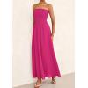 imagePRETTYGARDEN Womens Strapless Wedding Guest Dresses 2025 Summer Trendy Elegant Smocked Tube Top Maxi Long Flowy SundressRose Red