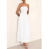 imagePRETTYGARDEN Womens Strapless Wedding Guest Dresses 2025 Summer Trendy Elegant Smocked Tube Top Maxi Long Flowy SundressWhite