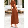 imagePRETTYGARDEN Womens Summer Maxi Dresses 2025 Trendy Casual Button V Neck Ruffle Cap Sleeve Long Flowy Pleated DressBrown