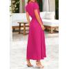 imagePRETTYGARDEN Womens Summer Maxi Dresses 2025 Trendy Casual Button V Neck Ruffle Cap Sleeve Long Flowy Pleated DressRose Red