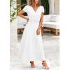 imagePRETTYGARDEN Womens Summer Maxi Dresses 2025 Trendy Casual Button V Neck Ruffle Cap Sleeve Long Flowy Pleated DressWhite