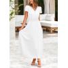 imagePRETTYGARDEN Womens Summer Maxi Dresses 2025 Trendy Casual Button V Neck Ruffle Cap Sleeve Long Flowy Pleated DressWhite