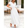 imagePRETTYGARDEN Womens Summer Maxi Dresses 2025 Trendy Casual Button V Neck Ruffle Cap Sleeve Long Flowy Pleated DressWhite