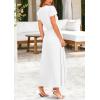 imagePRETTYGARDEN Womens Summer Maxi Dresses 2025 Trendy Casual Button V Neck Ruffle Cap Sleeve Long Flowy Pleated DressWhite