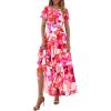 imagePRETTYGARDEN Womens 2025 Summer Boho Maxi Dresses Floral Short Sleeve V Neck A Line Tiered Flowy Long Beach Vacation DressRed