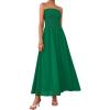 imagePRETTYGARDEN Womens Strapless Wedding Guest Dresses 2025 Summer Trendy Elegant Smocked Tube Top Maxi Long Flowy SundressDark Green