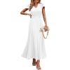 imagePRETTYGARDEN Womens Summer Maxi Dresses 2025 Trendy Casual Button V Neck Ruffle Cap Sleeve Long Flowy Pleated DressWhite