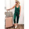 imagePRETTYGARDEN Womens Jumpsuit Casual Summer Romper 2025 Sleeveless Tank Lounge Cruise Airport Outfits Vacation ClothesGreen