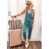 imagePRETTYGARDEN Womens Jumpsuit Casual Summer Romper 2025 Sleeveless Tank Lounge Cruise Airport Outfits Vacation ClothesGrey Green