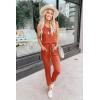 imagePRETTYGARDEN Womens Jumpsuit Casual Summer Romper 2025 Sleeveless Tank Lounge Cruise Airport Outfits Vacation ClothesOrange Red