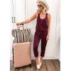 imagePRETTYGARDEN Womens Jumpsuit Casual Summer Romper 2025 Sleeveless Tank Lounge Cruise Airport Outfits Vacation ClothesRed