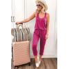 imagePRETTYGARDEN Womens Jumpsuit Casual Summer Romper 2025 Sleeveless Tank Lounge Cruise Airport Outfits Vacation ClothesRose Red