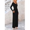 imagePRETTYGARDEN Womens Spring Fall Fashion One Piece Jumpsuits Dressy Casual Long Sleeve Wide Leg Ribbed Knit RompersBlack