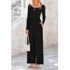 imagePRETTYGARDEN Womens Spring Fall Fashion One Piece Jumpsuits Dressy Casual Long Sleeve Wide Leg Ribbed Knit RompersBlack