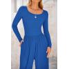 imagePRETTYGARDEN Womens Spring Fall Fashion One Piece Jumpsuits Dressy Casual Long Sleeve Wide Leg Ribbed Knit RompersBlue