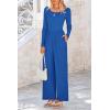 imagePRETTYGARDEN Womens Spring Fall Fashion One Piece Jumpsuits Dressy Casual Long Sleeve Wide Leg Ribbed Knit RompersBlue