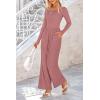 imagePRETTYGARDEN Womens Spring Fall Fashion One Piece Jumpsuits Dressy Casual Long Sleeve Wide Leg Ribbed Knit RompersDusty Pink